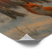Einsamer Fuchs im Winter  Poster (Ecke)