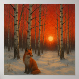 Einsamer Fuchs im Winter  Poster