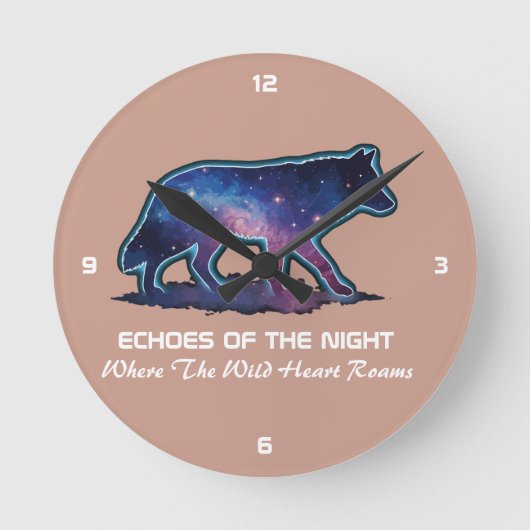 Einsamer Galaxie-Wolf-Silhouette (Echos der Nacht) Runde Wanduhr (Vorderseite)
