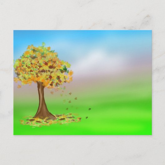 Einsamer Herbstbaum Postkarte (Vorderseite)