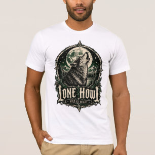 Einsamer Heulton Gothic Wolf Vollmond Wildes Herz T-Shirt