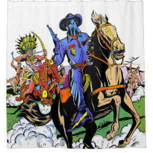 Einsamer Reiter und Apache Vintage Comics Duschvorhang