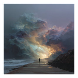 Einsamer Wanderer Sturmwolkenportal Fotodruck