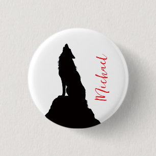 Einsamer Wolf, der deinen Namen heult, individuell Button