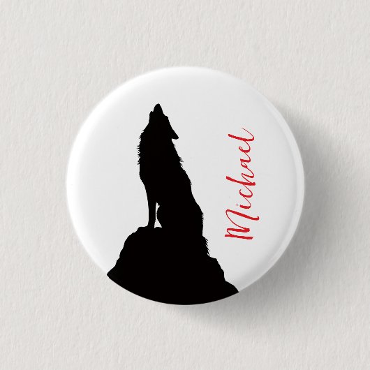 Einsamer Wolf, der deinen Namen heult, individuell Button (Vorderseite)