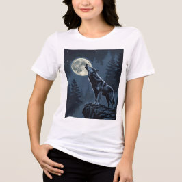 Einsamer Wolf, der im Mondlicht heult, nächtliche  Tri-Blend Shirt