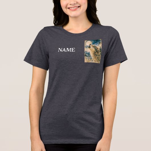 EINSAMER WOLF FEIERLICHES HEULEN Tri-Blend SHIRT (Vorderseite)
