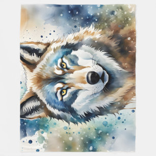 Einsamer Wolf Fleecedecke