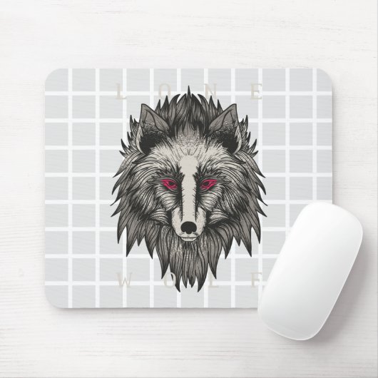 Einsamer Wolf Grid Mauspad (Mit Mouse)