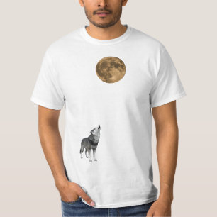 Einsamer Wolf heult bei goldenem Vollmond - Wildli T-Shirt