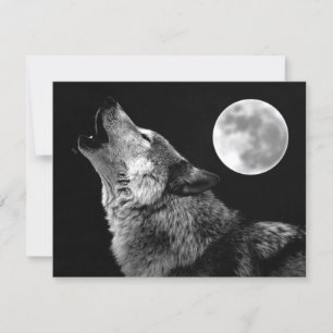 Einsamer Wolf heult zum Mond Karte