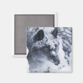 Einsamer Wolf im Schnee Magnet (Vorderseite/Rückseite)