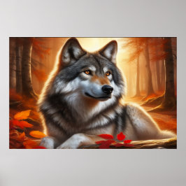 Einsamer Wolf im Wald: Einsamkeit mitten in der Na Poster