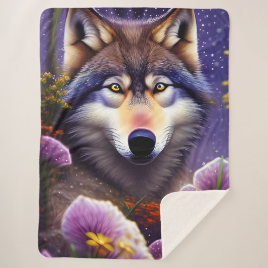 Einsamer Wolf in der Nacht Sherpadecke (Vorderseite)