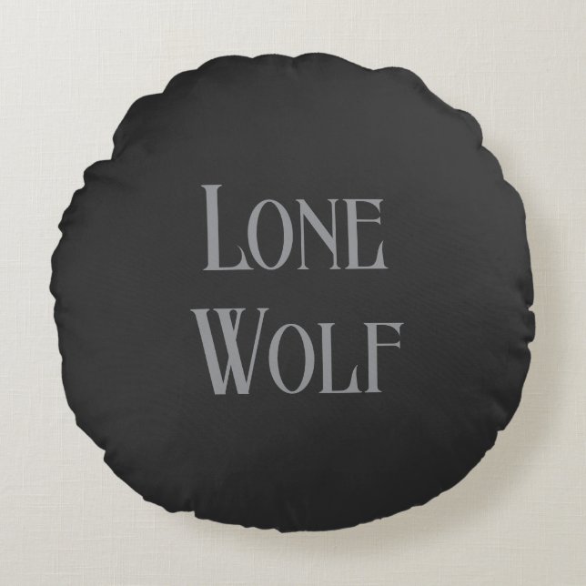 Einsamer Wolf Männlicher Sigma Moderner Minimalist Rundes Kissen (Vorderseite)