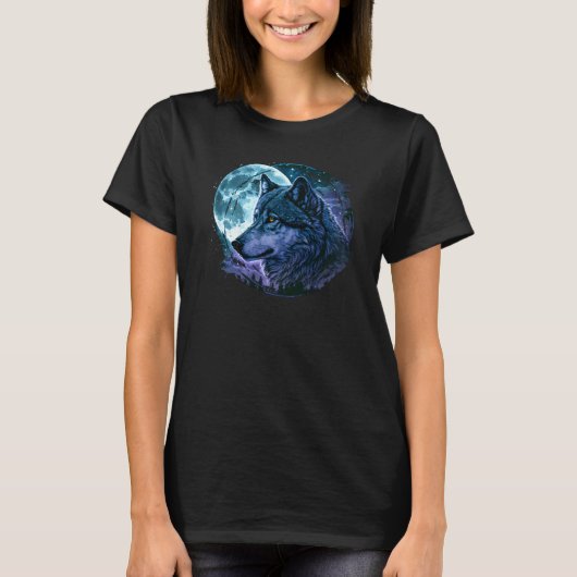 Einsamer Wolf Mond Heulendes Wolfsrudel Leitwölfe T-Shirt (Vorderseite)