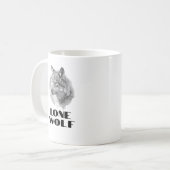 "Einsamer Wolf" oder Ihre Nachricht, Grauer Wolf, Kaffeetasse (Vorderseite Links)