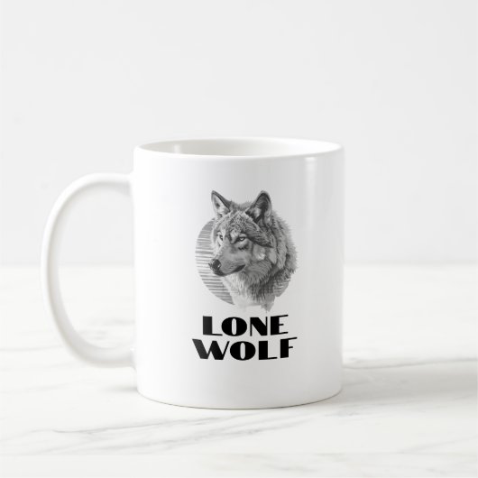 "Einsamer Wolf" oder Ihre Nachricht, Grauer Wolf, Kaffeetasse (Links)