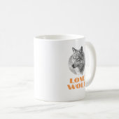 "Einsamer Wolf" oder Ihre Nachricht, Grauer Wolf O Kaffeetasse (VorderseiteRechts)