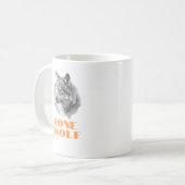 "Einsamer Wolf" oder Ihre Nachricht, Grauer Wolf O Kaffeetasse (Vorderseite Links)