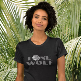 "Einsamer Wolf" oder Ihre Nachricht, großer grauer T-Shirt