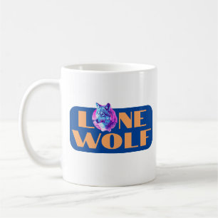 Einsamer Wolf oder Ihre Nachricht, großer orangefa Kaffeetasse