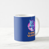 "Einsamer Wolf" oder Ihre Nachricht, Wolf Art auf Kaffeetasse (VorderseiteRechts)
