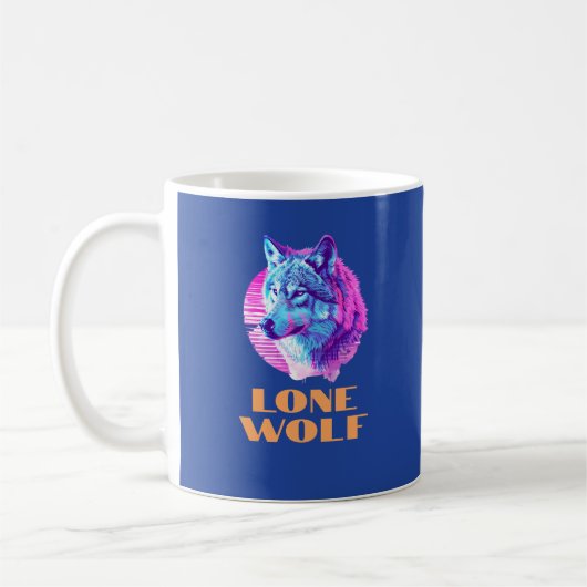 "Einsamer Wolf" oder Ihre Nachricht, Wolf Art auf Kaffeetasse (Links)