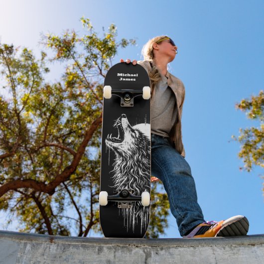 Einsamer Wolf Personalisiert Skateboard (Außenbereich 1)