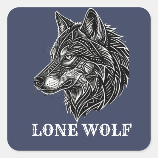 EINSAMER WOLF QUADRATISCHER AUFKLEBER (Vorderseite)