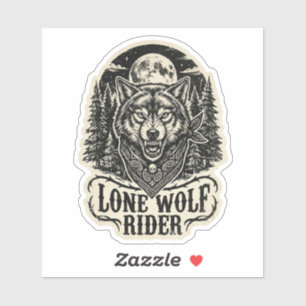 Einsamer Wolf Reiter Bandana Vollmond Biker Aufkleber