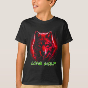 Einsamer Wolf rotes Gesicht heulendes Hemd auf Mon T-Shirt