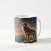 Einsamer Wolf unter dem sternenklaren Milchstraßen Kaffeetasse (VorderseiteRechts)