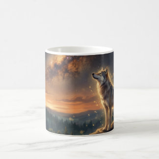 Einsamer Wolf unter dem sternenklaren Milchstraßen Kaffeetasse