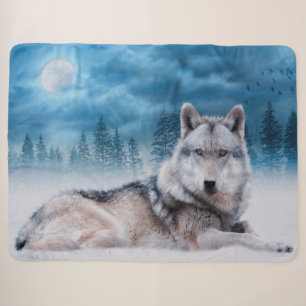 Einsamer Wolf / Wölfe Wolf Mond Mondlicht Wildtier Sherpadecke