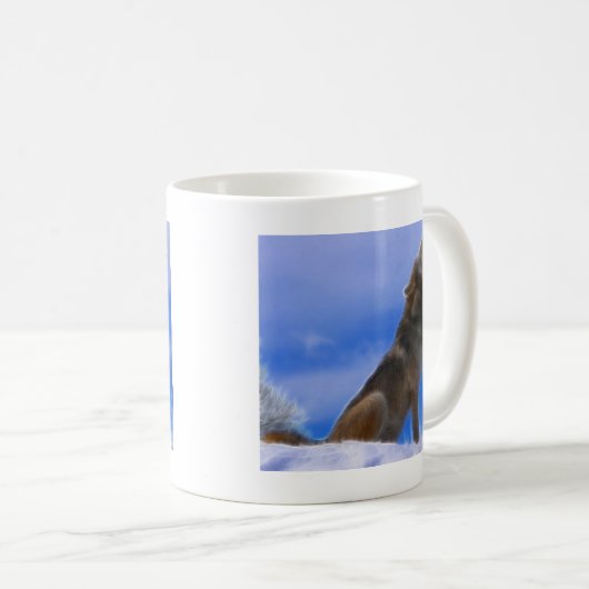 Einsames Heulen gefährdeter grauer Wolf Kaffeetasse (VorderseiteRechts)