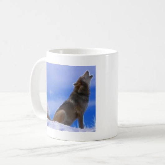 Einsames Heulen gefährdeter grauer Wolf Kaffeetasse (Vorderseite Links)