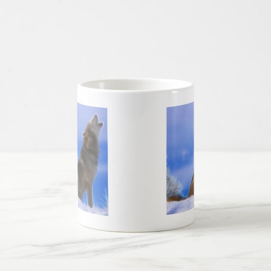Einsames Heulen gefährdeter grauer Wolf Kaffeetasse (Mittel)