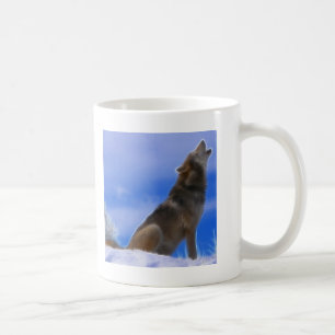 Einsames Heulen gefährdeter grauer Wolf Kaffeetasse