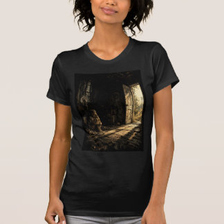 Einsames Licht auf dunklem Grunge-Kunst-Shirt T-Shirt