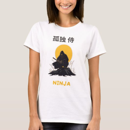 Einsames Ninja-Samurai-Kunst-Design T-Shirt (Vorderseite)