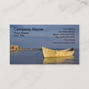 Einsames Reihenboot am Sonnenuntergang Visitenkarte