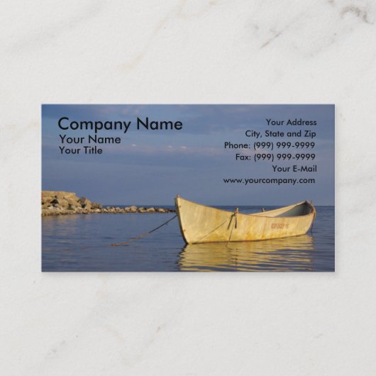 Einsames Reihenboot am Sonnenuntergang Visitenkarte (Vorderseite)