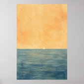 Einsames Segel am Horizont Wasserfarbenposter Poster (Vorne)