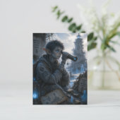 Einsamkeit / Beobachter / zerstörte Leuchtturm Postkarte (Stehend Vorderseite)