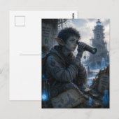 Einsamkeit / Beobachter / zerstörte Leuchtturm Postkarte (Vorne/Hinten)