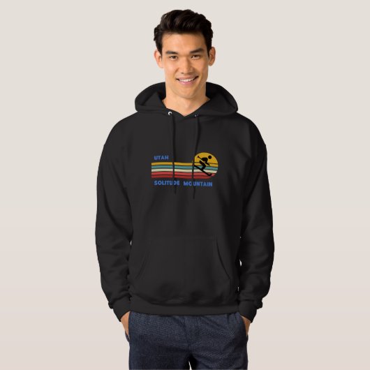 Einsamkeit Berg Utah Skifahren Ski Retro Sonne Hoodie (Vorne ganz)