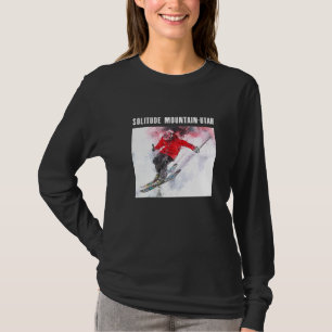 Einsamkeit Berg Utah Skifahren Skifahrer Ski Souve T-Shirt
