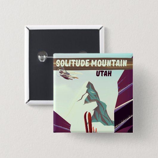 Einsamkeit Berg Utah Vintage Reiseplakat. Button (Vorne & Hinten)