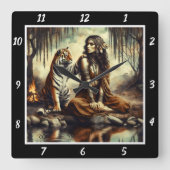 Einsamkeit der Eingeborenen: Schattenwilder Friede Quadratische Wanduhr (Vorderseite)
